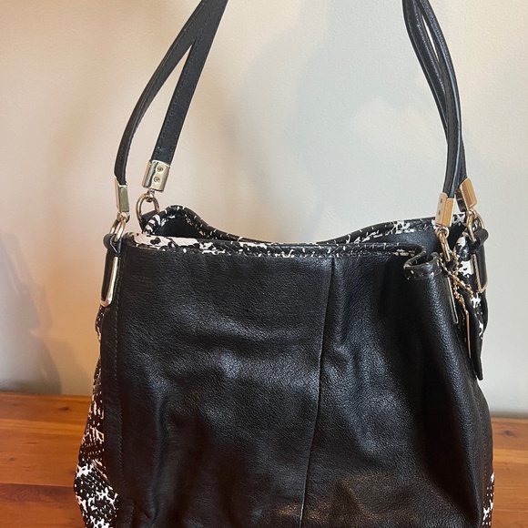 Brahmin Black Leather Bag, Python Accent - Picture 1 of 2